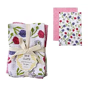 【日本Habituel】居家萬用擦拭 純棉布巾2入組 ‧ 花園+素色(粉)