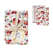 【日本Habituel】居家萬用擦拭 純棉布巾2入組 ‧ 條紋+小花(紅)