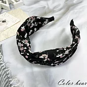 【卡樂熊】韓系花卉扭結寬版造型髮箍(四色)- 經典黑