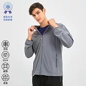 【KISSDIAMOND】台灣認證涼感速乾防曬外套(KDFJ-5315)男款 L 深灰