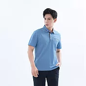 【遊遍天下】男款顯瘦格紋抗UV吸濕排汗機能POLO衫(GS1015) XL 水藍