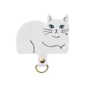 ELECOM 造型手機掛繩夾片- 白貓