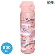 ION8 Medium 運動休閒水壺 I8500 圖案款 / 城市綠洲 (收納扣環 Tritan 環保塑膠 防漏 彈蓋 易攜) Unicorn Rainbows玫瑰粉