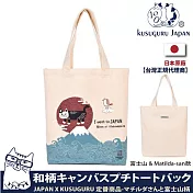 【Kusuguru Japan】日本眼鏡貓 肩背包 JAPAN X KUSUGURU日本限定觀光主題系列 帆布手提肩背兩用包 - 富士山 & Matilda-san款
