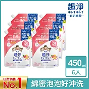 LION日本獅王 趣淨洗手慕斯補充包-清新果香450mlx6入組