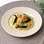 【日本Minoru】Lace優雅職窯 陶瓷淺盤23cm ‧ 象牙白