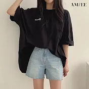 【AMIEE】INS寬鬆長版上衣(3色/M-2XL/KDTY-0819) 2XL 黑色