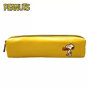 【日本正版授權】史努比 長型 皮質筆袋 鉛筆盒/筆袋 Snoopy/PEANUTS - 黃色款