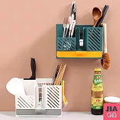 JIAGO 筷子餐具瀝水收納架 藍綠色