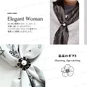 質感珍珠三環圍巾絲巾扣 山茶花領巾扣 黑/白任選 贈小黑盒禮盒組 Kiret  黑色