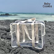 [BabyCosmos] 質感配色透明托特沙灘包(中) -白