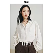 ltyp旅途原品 100%真絲時髦休閒廓形長袖襯衫 M L-XL M 珍珠白
