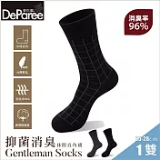 蒂巴蕾 石墨烯氧化鋅抑菌消臭襪-十字格休閒直角襪 男款 黑色