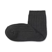 【MUJI 無印良品】女棉混足口柔軟舒適寬螺紋直角短襪23-25cm 深灰