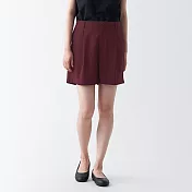 【MUJI 無印良品】女聚酯纖維彈性透氣泡泡紗短褲 S 紫紅