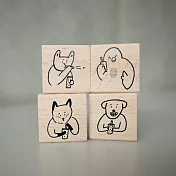 【小犬工作室】小動物喝珍奶櫸木印章 ：阿狐