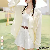 【MsMore】 襯衫長袖外套防曬空調外搭中長薄上衣# 118820 M 白色