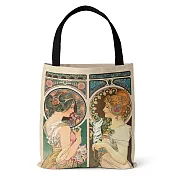 【素包包】單肩包 穆夏經典復刻托特側背 _報春花與羽毛