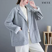 【AMIEE】知性華夫格西裝外套(3色/M-2XL/KDCQ-8275) 2XL 灰色