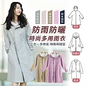 【EZlife】晴雨兩用可攜式全身長款雨衣風衣  free size-灰色