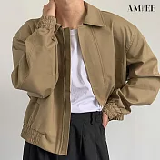 【AMIEE】率性百搭質感短版夾克外套(男裝/2色/M-2XL/KDCY-JK33) M 卡其