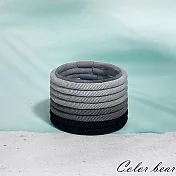 【卡樂熊】基本百搭高彈力螺紋黑灰色系8入組造型髮束/髮圈- 螺紋