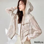 【MsMore】 連帽肌理感薄款空調衫韓版休閒設計感短版外套# 119136 XL 卡其色