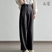 [衣途]精緻光澤打摺直筒西裝褲M-L(KDPQ-B701) M 質感灰