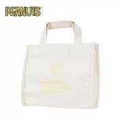 【日本正版授權】史努比 帆布手提袋 便當袋/午餐袋 Snoopy/PEANUTS - 黃色款