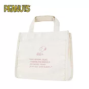 【日本正版授權】史努比 帆布手提袋 便當袋/午餐袋 Snoopy/PEANUTS - 粉色款