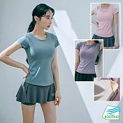 【BODYAIR嚴選】小肩透紗收腰BRA上衣(瑜珈.慢跑.運動.健身.透氣.舞蹈.運動服) S 紫