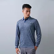 【遊遍天下】男款抗UV防曬吸濕排汗機能長袖POLO衫(GL1037) L 灰藍