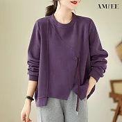 【AMIEE】流暢輪廓立體綁帶衛衣(3色/M-2XL/KDTQ-2258) 2XL 紫色