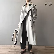 [衣途]精緻高質感長版風衣外套M-L(KDCQ-B367) L 泥灰色