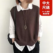 【慢。生活】圓領不規則下襬寬鬆針織馬甲背心中大尺碼 20027  FREE 深卡色