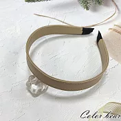 【卡樂熊】簡約復古皮革造型髮箍(五色)- 米色