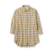 【MUJI 無印良品】兒童雙面起毛法蘭絨襯衫洋裝 110 淺黃格紋