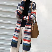 【言】撞色條紋針織開衫外套     FREE 圖片色