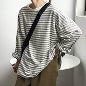 【言】落肩款寬鬆條紋上衣(3色)       FREE 灰色