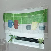 《杯子與綠色磁磚》天然亞麻生活布巾