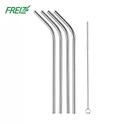 【日本和平金屬FREIZ】4入不鏽鋼吸管附清潔刷