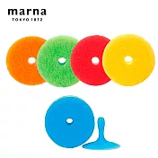 【日本Marna】日本製彩色廚房海綿菜瓜布5入(藍色-附吸盤1入)(原廠總代理)