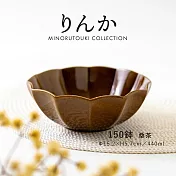 【日本Minoru】Rinka高雅花形 陶瓷餐碗440ml ‧ 桑茶棕