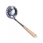 【日本青芳製作所】天然木把不鏽鋼 過濾湯勺27cm