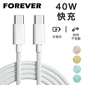 【日本FOREVER】絢彩編織TYPEC雙頭40W充電線/數據線 -灰色