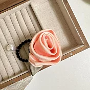 【JENG】法式立體玫瑰花珍珠甜美彈性髮圈 _粉色