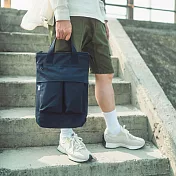 【一帆布包】帆布雙口袋檔案側揹包- 深藍