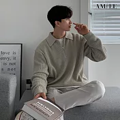 【AMIEE】慵懶風翻領半拉鍊針織毛衣(男裝/KDTQ-B47) 2XL 灰色