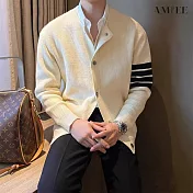 【AMIEE】輕熟四橫杠排釦針織衫(男裝/KDCQ-B83) 2XL 杏色