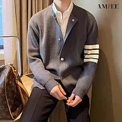 【AMIEE】輕熟四橫杠排釦針織衫(男裝/KDCQ-B83) 2XL 深灰